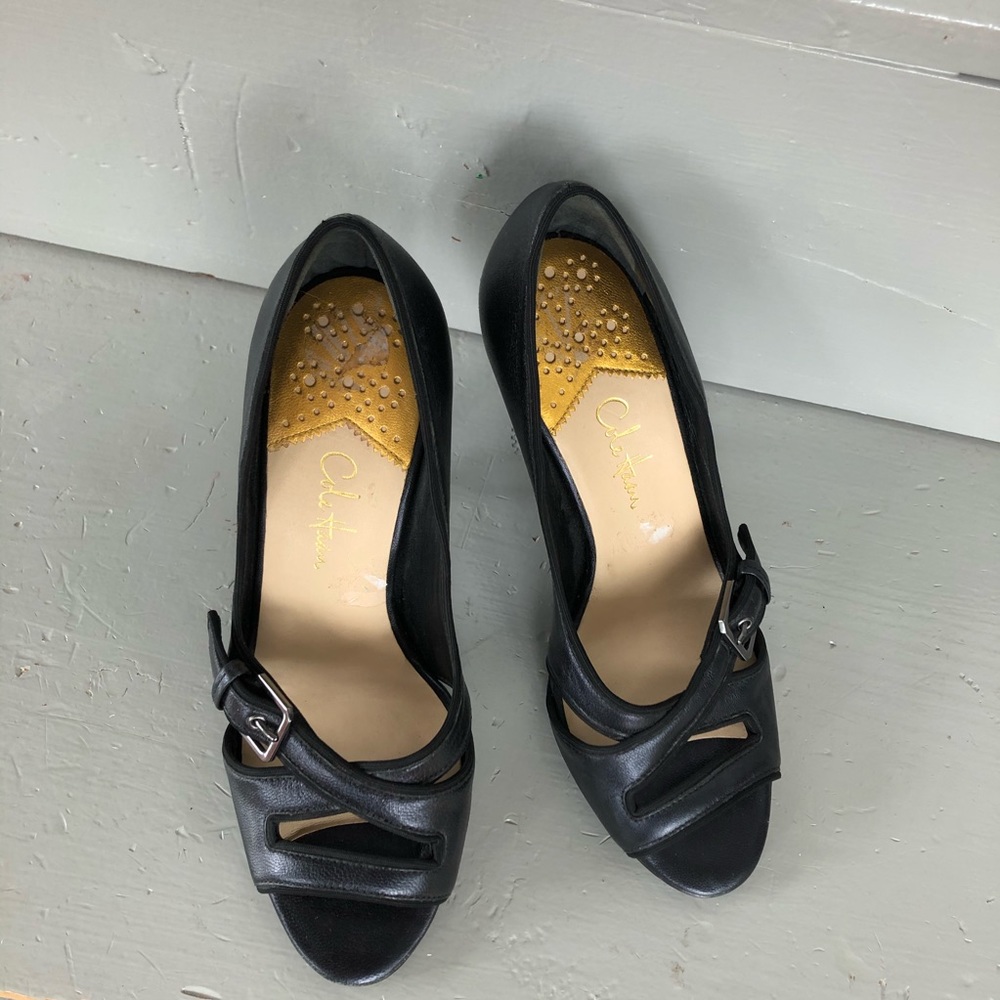 🏳️‍🌈EUC- Black Strappy Heels with Nike Air Soles - Picture 3 of 10